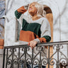 Cozy Sunday Charm Color Block Sweater in Forest Curves Image - 1