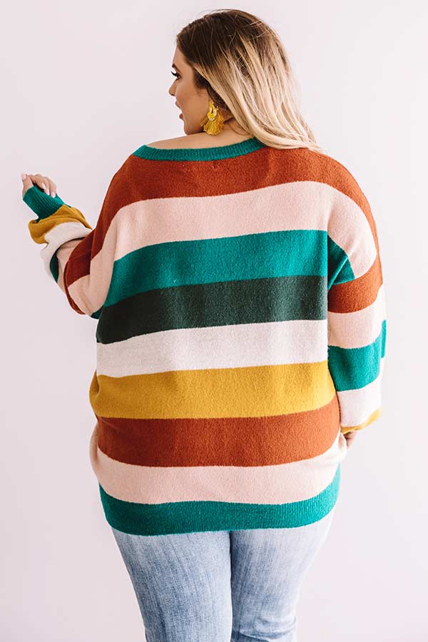 Pop Of Color Stripe Sweater In Emerald Curves Image - 1