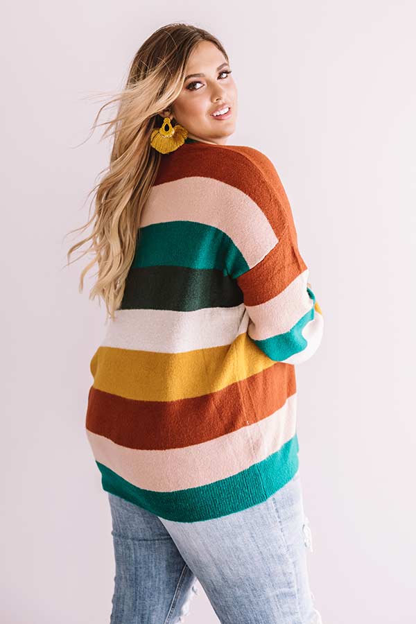 Pop Of Color Stripe Sweater In Emerald Curves Image - 1