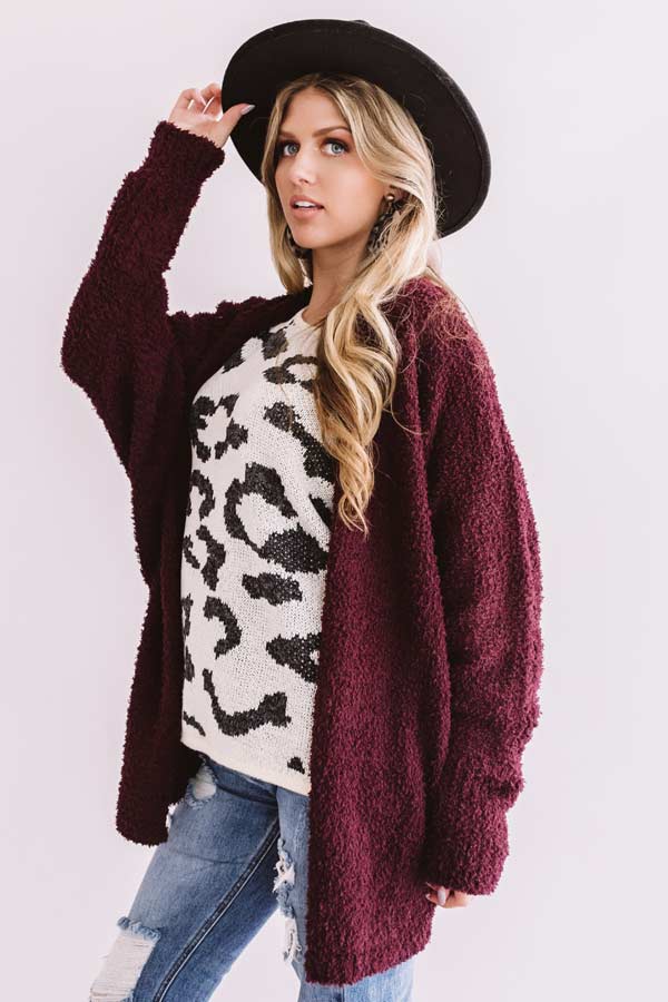 From Sunrise To Sunset Cardigan In Windsor Wine