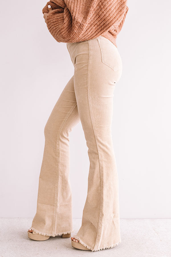 The Cooper High Waist Corduroy Flares In Olive Curves