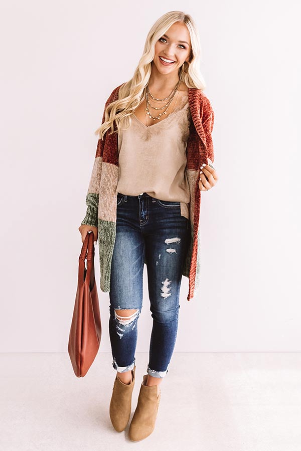 Cool And Collected Chenille Color Block Cardigan Image - 1