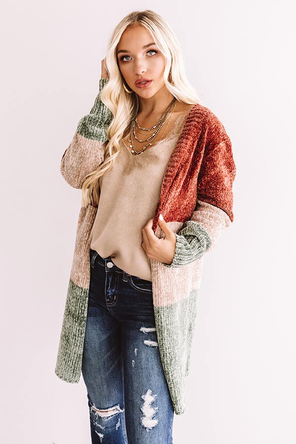 Cool And Collected Chenille Color Block Cardigan Image - 1