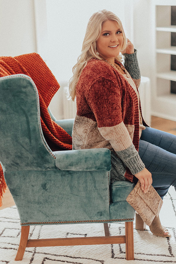 Cool And Collected Chenille Color Block Cardigan Curves Image - 1