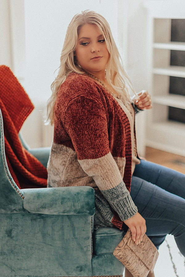 Cool And Collected Chenille Color Block Cardigan Curves Image - 1