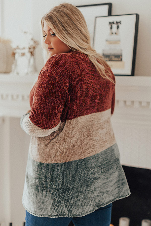 Cool And Collected Chenille Color Block Cardigan Curves Image - 1