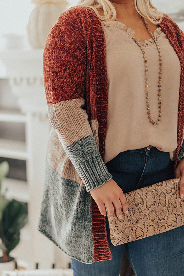 Cool And Collected Chenille Color Block Cardigan Curves Image - 1