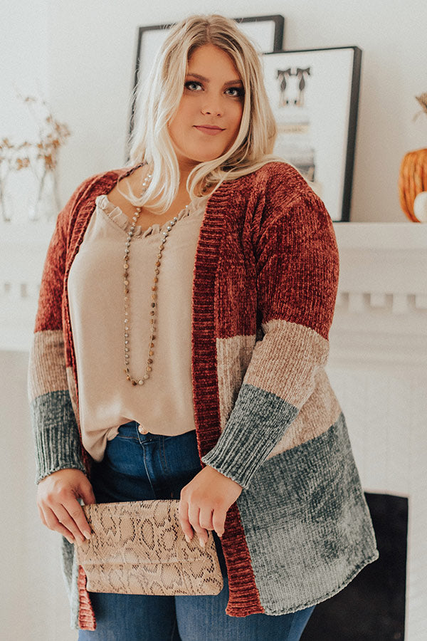 Cool And Collected Chenille Color Block Cardigan Curves Image - 1