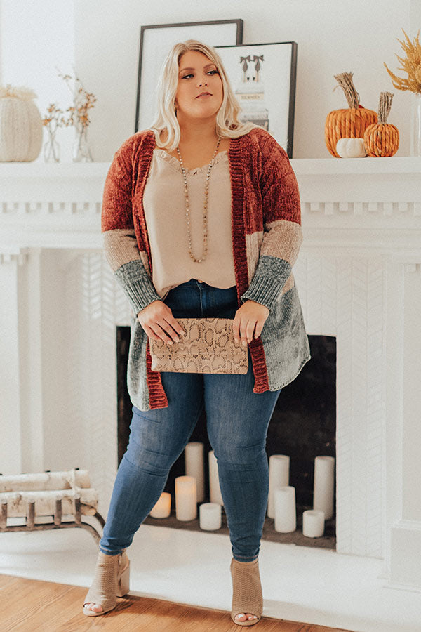 Cool And Collected Chenille Color Block Cardigan Curves Image - 1