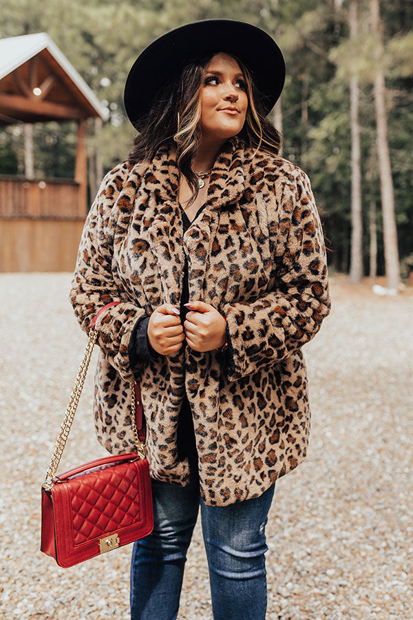 Influencer Life Plush Leopard Coat Curves Image - 4
