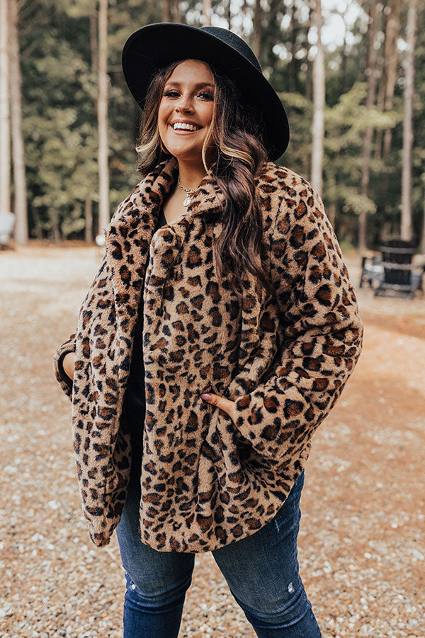 Influencer Life Plush Leopard Coat Curves Image - 1