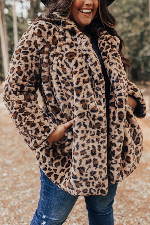 Influencer Life Plush Leopard Coat Curves Image - 5