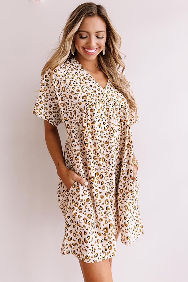 Alps And Kisses Leopard Babydoll Dress In Ivory Image - 3