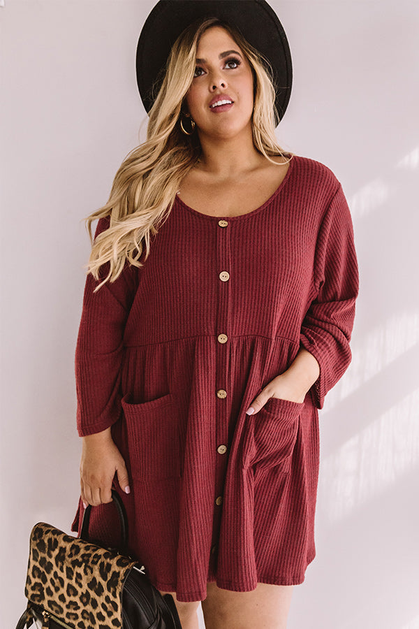 Bring On The Lattes Babydoll Tunic Dress In Aurora Red Curves Image - 4