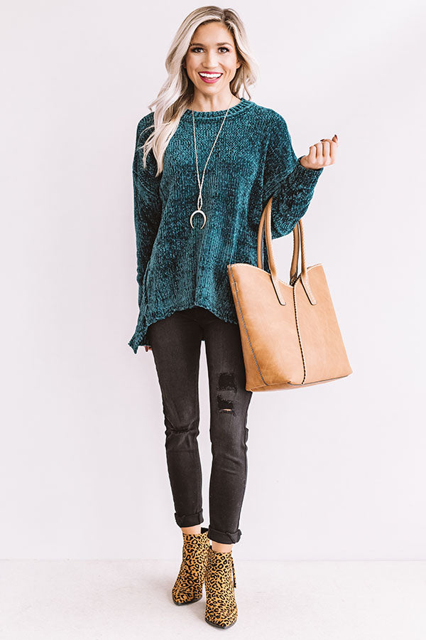Lovely Starlet Chenille Sweater In Teal Image - 4