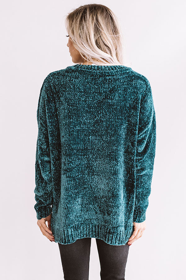 Lovely Starlet Chenille Sweater In Teal Image - 3