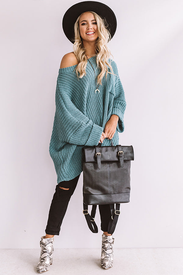 Haute Chocolate Sippin' Knit Sweater In Light Teal Image - 2