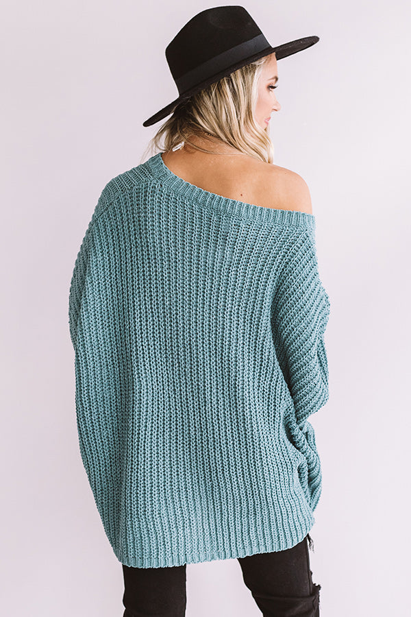 Haute Chocolate Sippin' Knit Sweater In Light Teal Image - 5