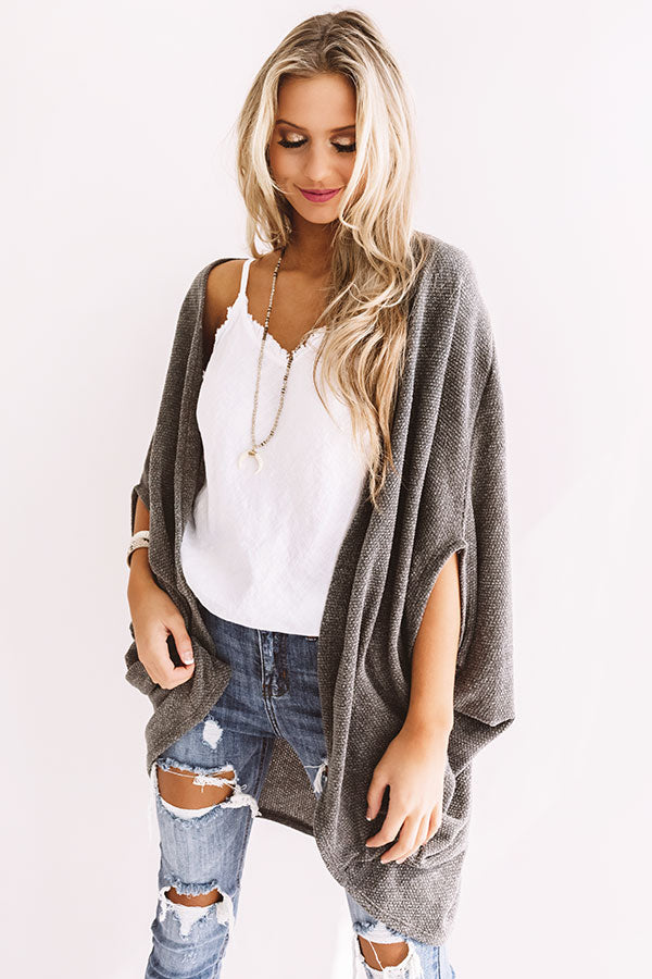 Cue The Cuddles Knit Cardigan In Dark Martini Olive Image - 1