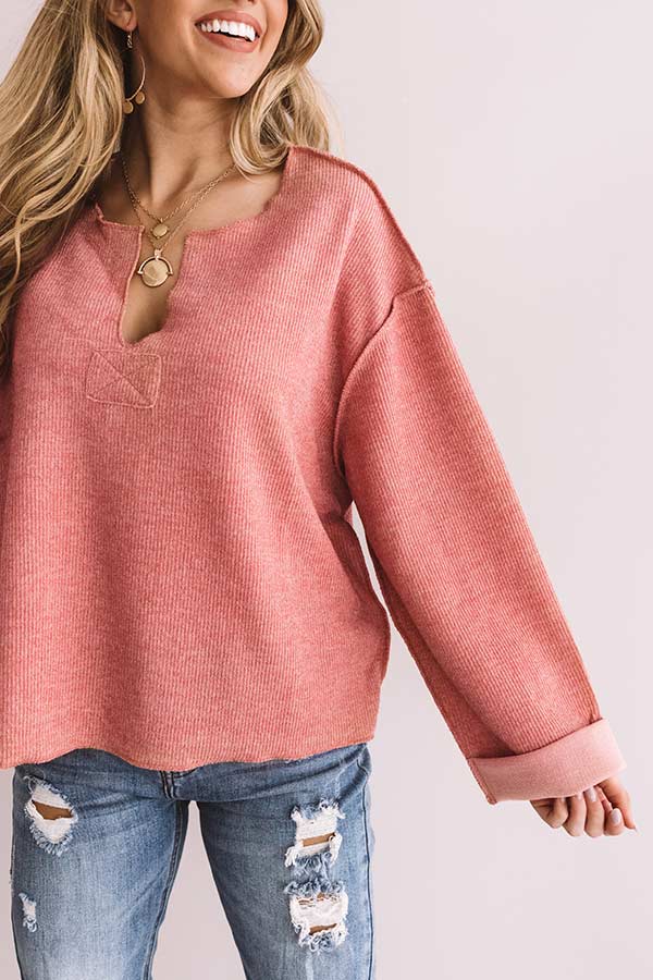 Dreams Of Snow Ribbed Shift Top In Pink Image - 2
