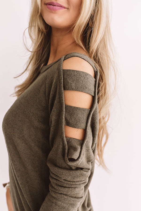 Free And Fearless Shift Sweater In Army Green • Impressions Online Boutique