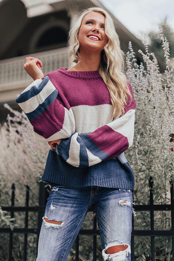 Mountains And Merlot Color Block Sweater in Orchid Image - 1