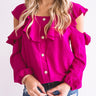 Romantic Reflections Ruffle Top In Berry Image - 1
