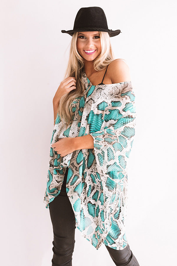 Soiree In The City Snake Print Shift Tunic In Turquoise Image - 2