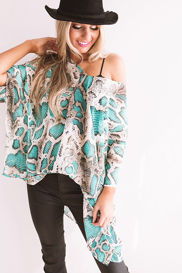 Soiree In The City Snake Print Shift Tunic In Turquoise Image - 4