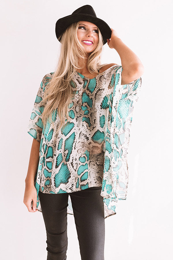 Soiree In The City Snake Print Shift Tunic In Turquoise Image - 1