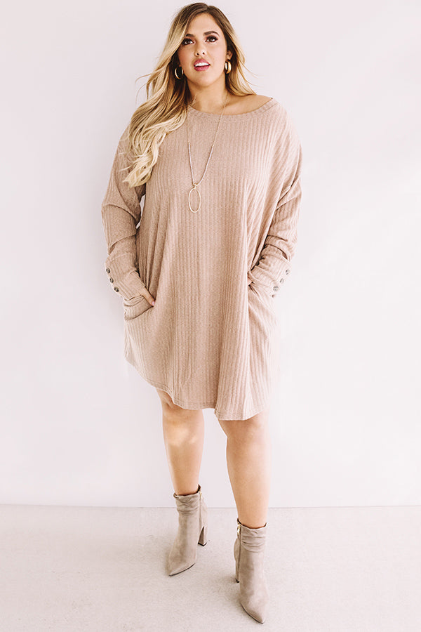 Smile For The Camera Shift Dress In Taupe Curves Image - 3