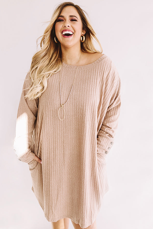 Smile For The Camera Shift Dress In Taupe Curves Image - 1