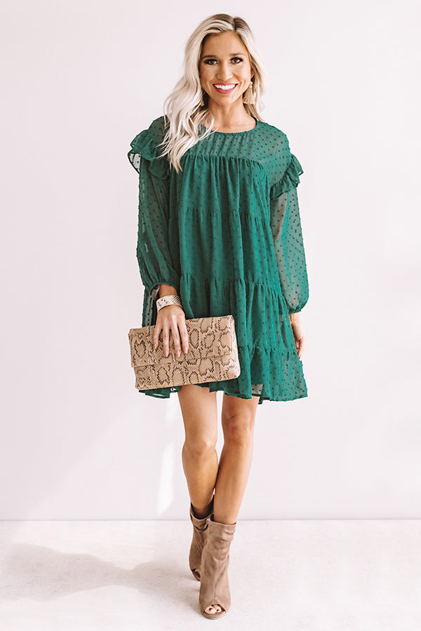 Pumpkin Spice Splendor Shift Dress In Hunter Green Image - 3