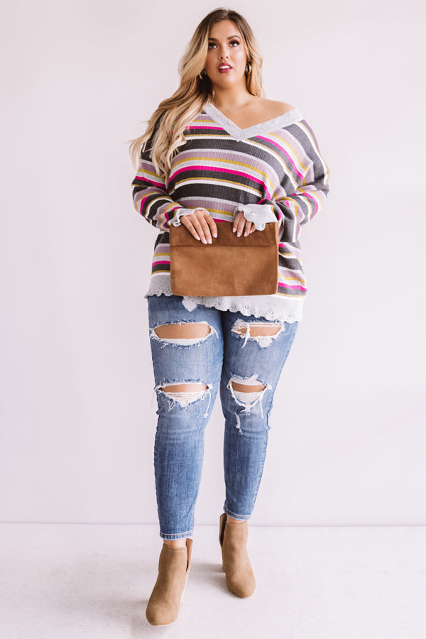 Sun Valley Slopes Stripe Shift Sweater Curves Image - 5