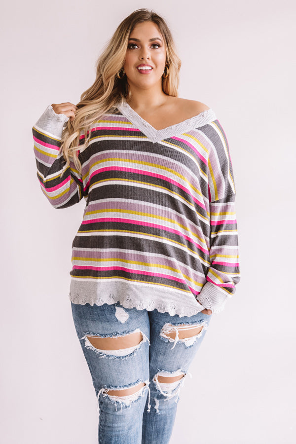 Sun Valley Slopes Stripe Shift Sweater Curves Image - 1