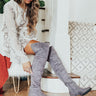 The Diana Faux Suede Thigh High Boot In Dark Grey Image - 1
