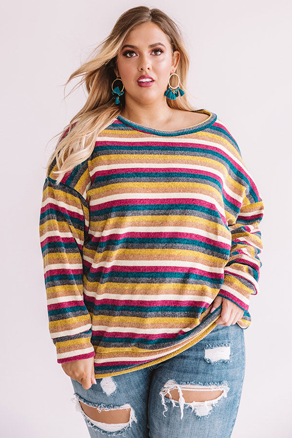 Weekend Ritual Stripe Chenille Sweater Curves Image - 1