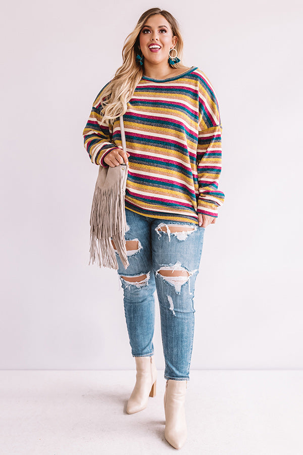 Weekend Ritual Stripe Chenille Sweater Curves Image - 4