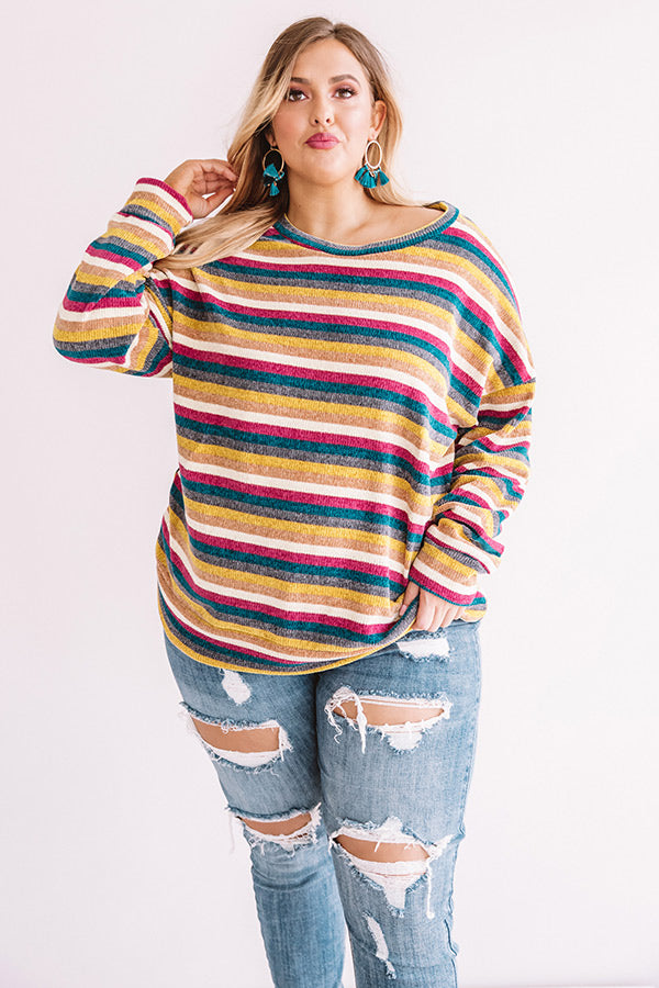 Weekend Ritual Stripe Chenille Sweater Curves Image - 3