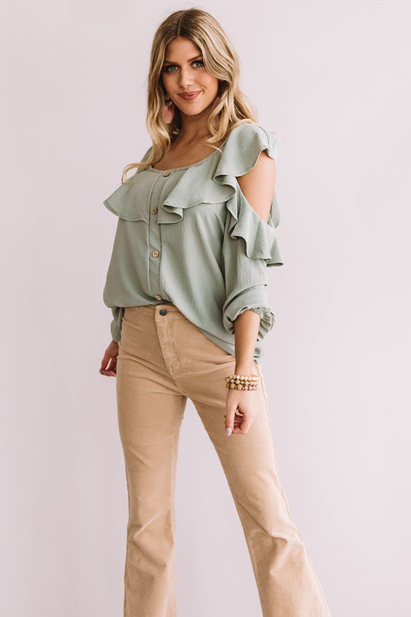Romantic Reflections Ruffle Top In Sage