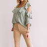 Romantic Reflections Ruffle Top In Sage Image - 1
