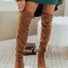 The Alice Faux Suede Thigh High Boot In Brown Image - 1