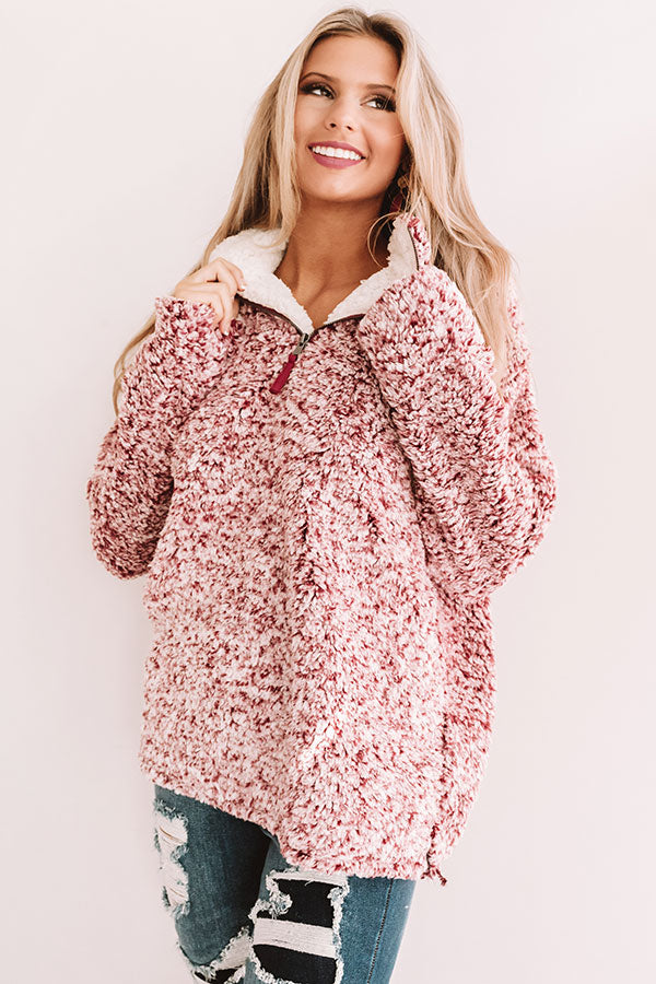 Oh So Warm Sherpa Pullover In Wine Image - 2