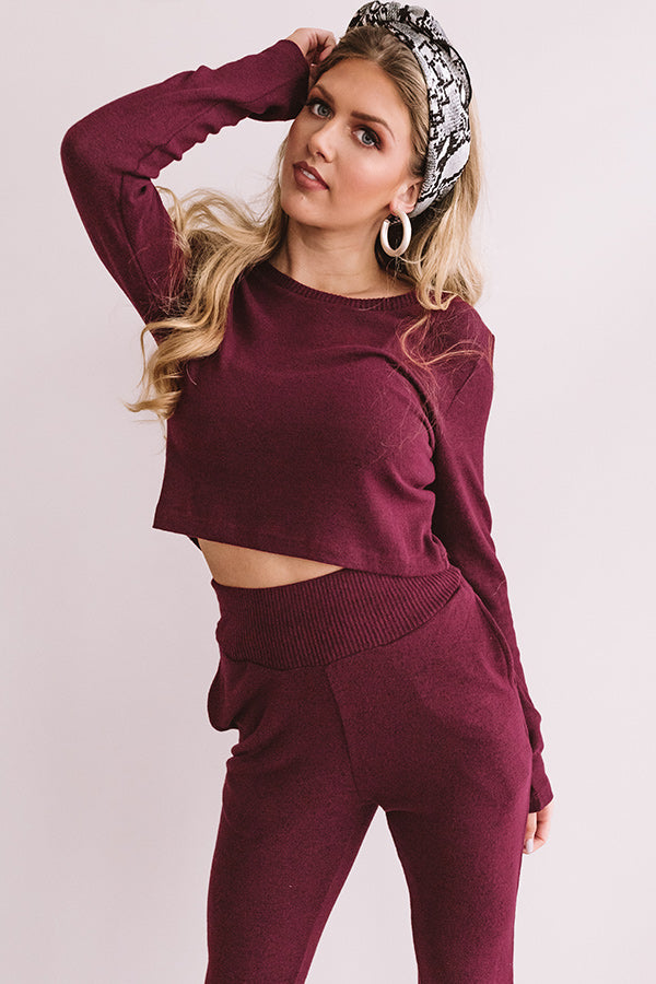 Newly Obsessed Crop Top In Wine Image - 1