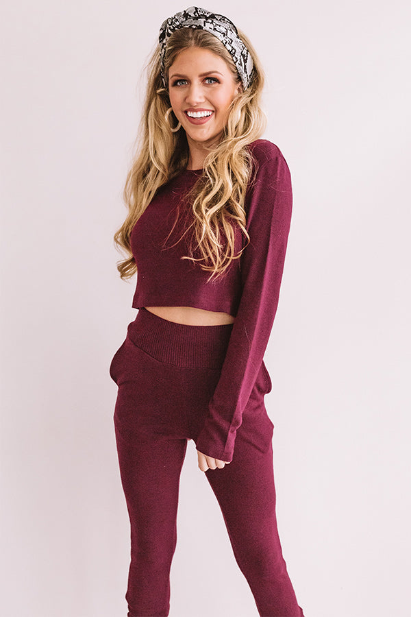 Newly Obsessed Crop Top In Wine Image - 2