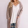 Ready To Rendezvous Waffle Knit Cardigan In Taupe Curves Image - 1