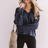 Once Upon a Dream Ribbed Shift Top In Navy Image - 1