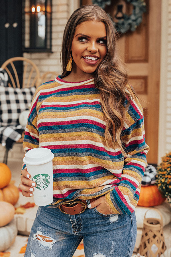 Weekend Ritual Stripe Chenille Sweater • Impressions Online Boutique