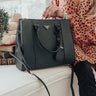 Going, Going, Glam Faux Leather Tote in Black Image - 1