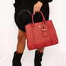 Going, Going, Glam Faux Leather Tote in Red Image - 1